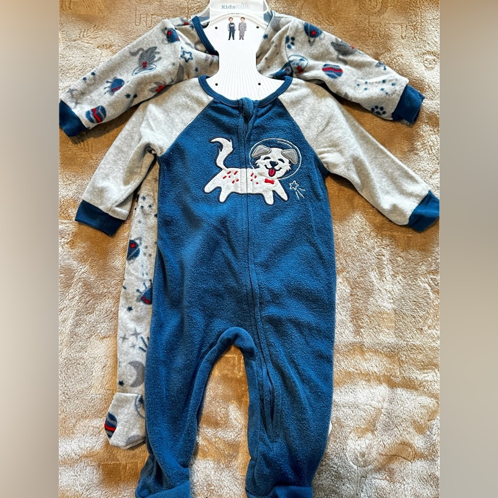 Blue and Gray Kids One Piece with Dog Design